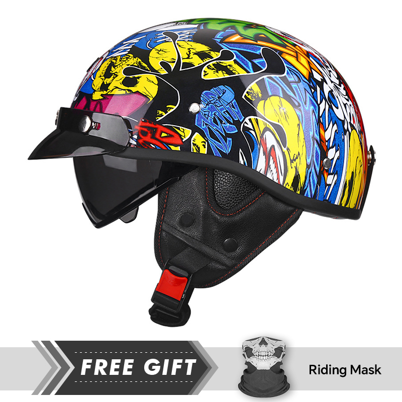 Half Motorcycle Helmet DOT ECE - Motorcycle Gear Store 评论和价格