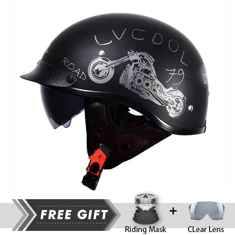 Men Women Half Face Helmet ABS - Motorcycle Gear Store 评论和价格