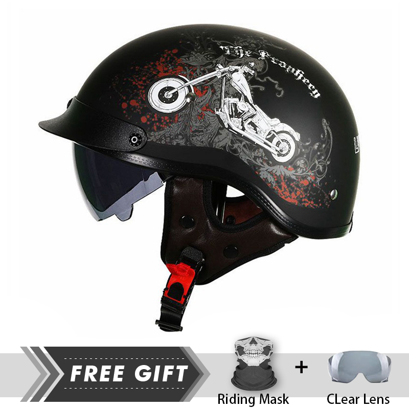 Men Women Half Face Helmet ABS - Motorcycle Gear Store 评论和价格
