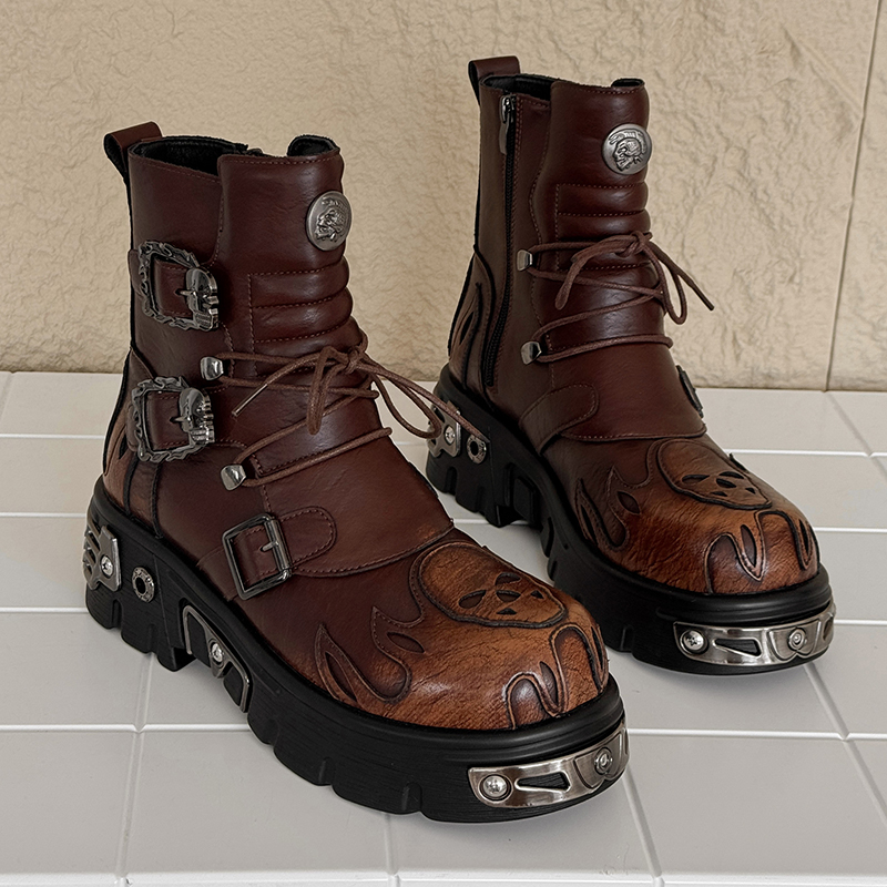 Men Height Increasing Punk Sty - Motorcycle Gear Pants 评论和价格