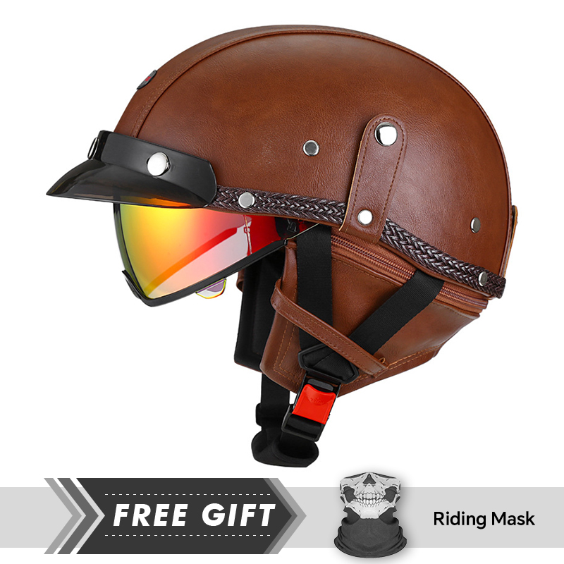 Adult Retro Half Face Helmet D - Motorcycle Gear Store 评论和价格