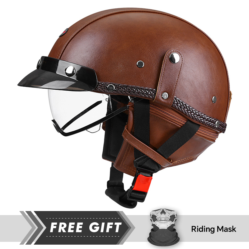Adult Retro Half Face Helmet D - Motorcycle Gear Store 评论和价格